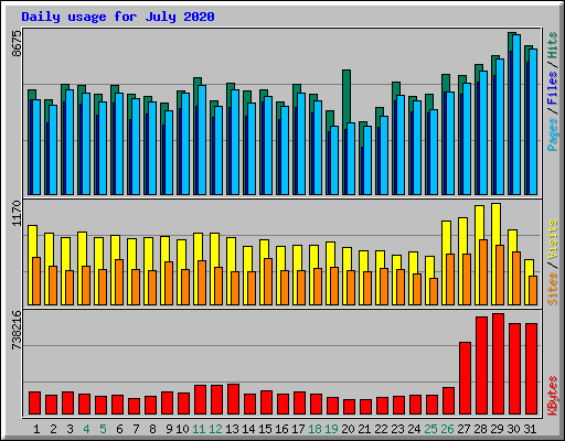 Daily usage for July 2020