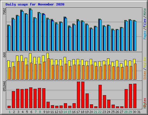 Daily usage for November 2020